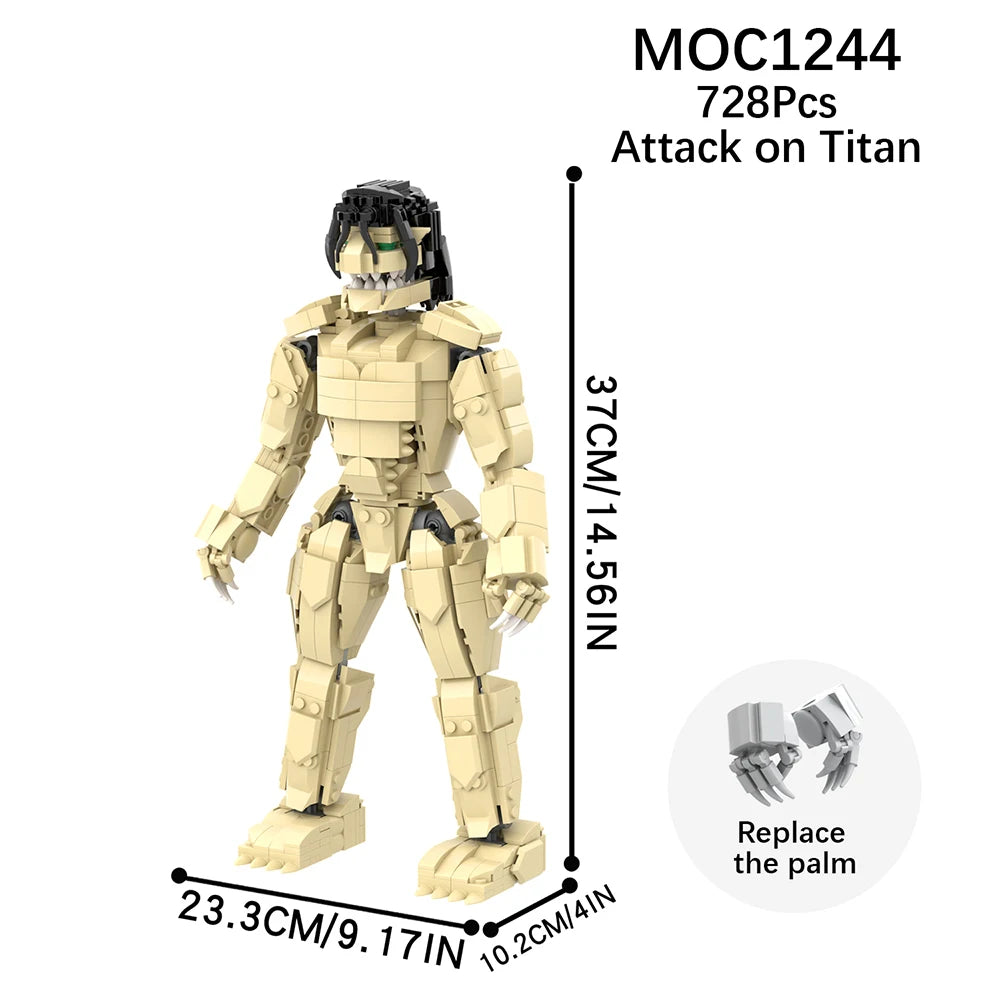 MOC1244 728pcs Anime Attack On Titan Giant Brick Action Figure Building Block Toy For Children Creative Gifts Assembled Friends