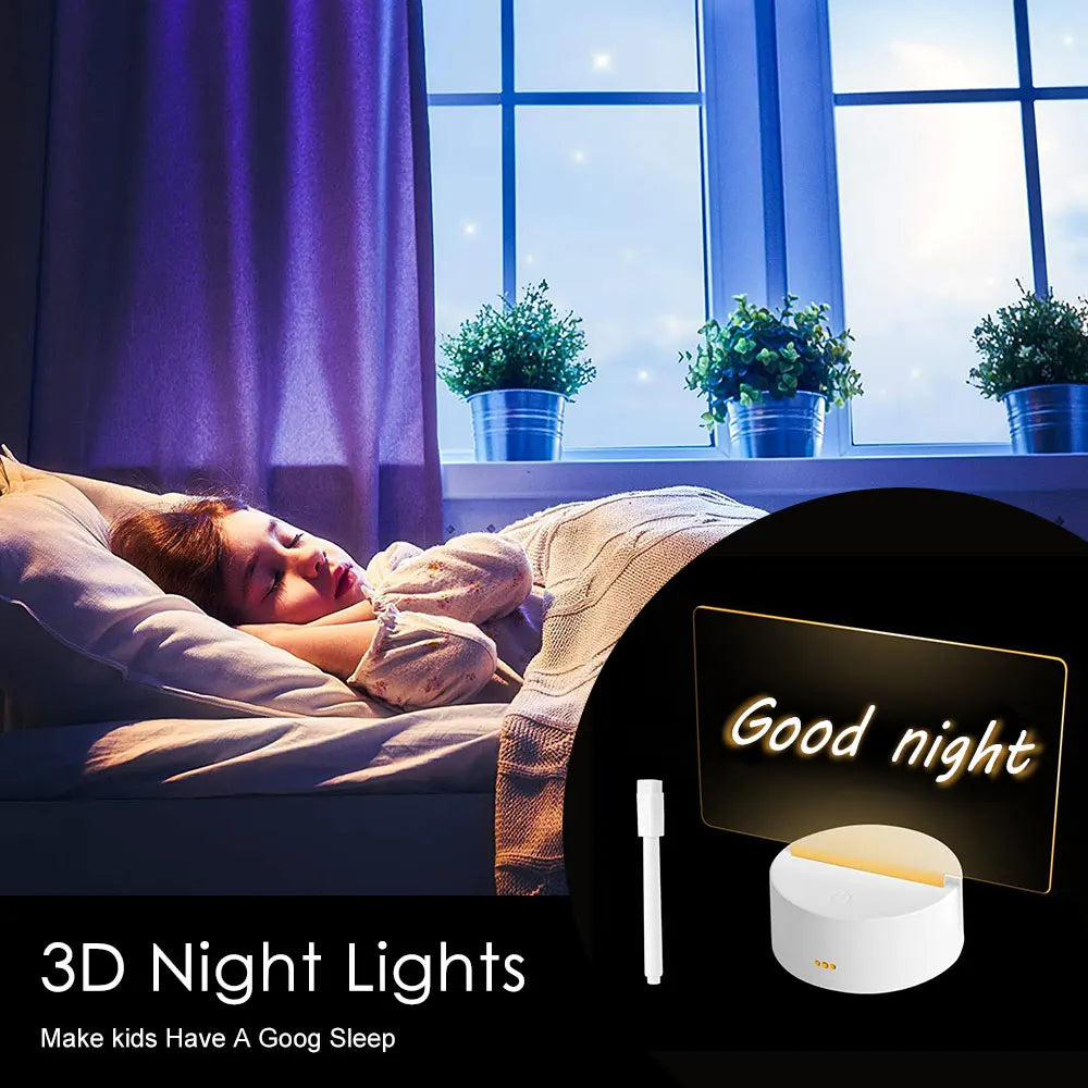 LED Night Light Note Board Message Board with Pen USB Battery Power Holiday Light Desktop Lamp Bedroom Decor Children Gift