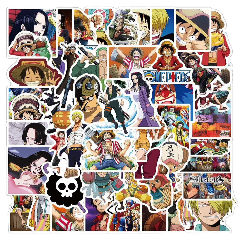 48/50/100pcs Anime ONE PIECE Stickers Decals Graffiti Skateboard Laptop Phone Car Luffy Chopper Cool Cartoon Sticker for Kids