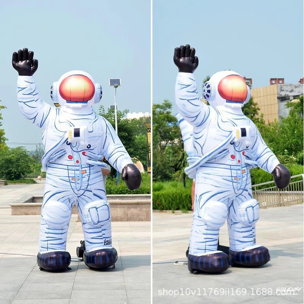 Giant Inflatable Waving Astronaut Air Blow Space Man with LED Light Cartoon Spaceman Event Stage Decor Advertising Props