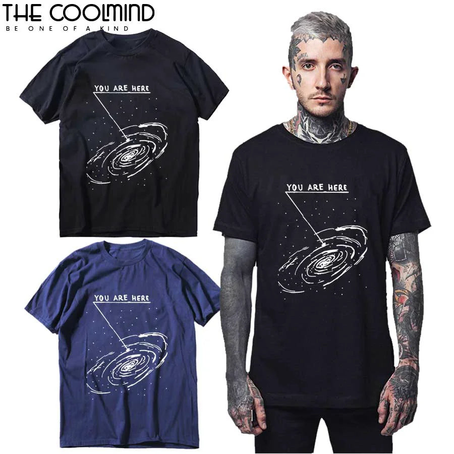 COOLMIND 100% Cotton  Summer Loose Men Tshirt Cool Oversized Men T Shirt o-neck Space Funny t-shirt Male Tee Shirts