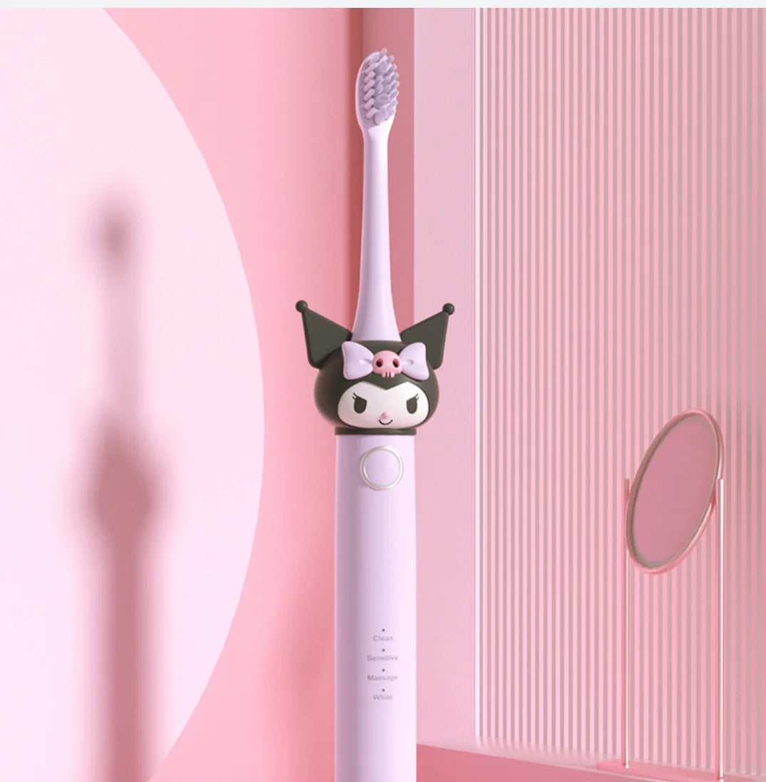 Kawaii Sanrio Hello Kitty Kuromi Children Electric Toothbrush USB Charging Kids Cartoon Automatic Toothbrush With Soft Hair Gift