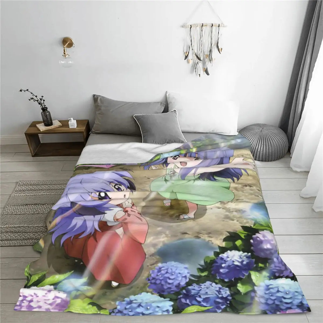 Higurashi No Naku Koro Ni Plush Blanket Hanyuu Rika Funny Throw Blankets for Home 150*125cm Bedspread