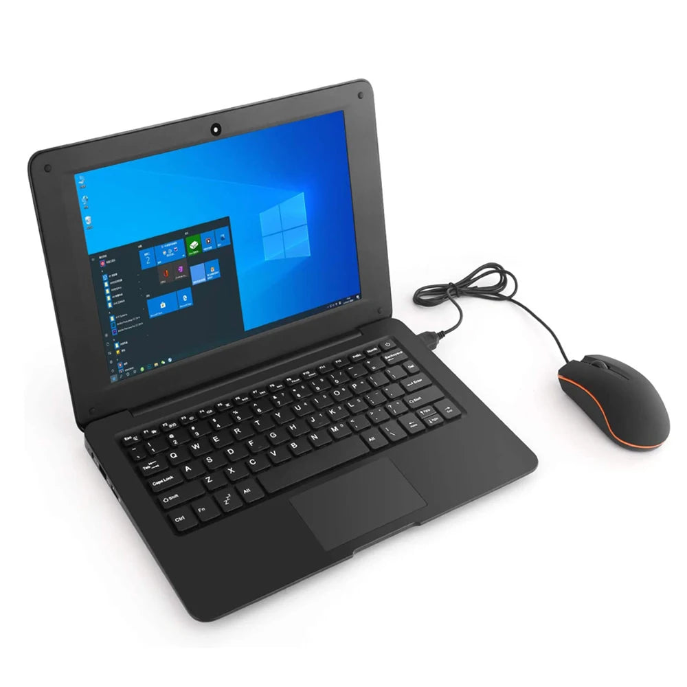 10.1 Inch Computer Laptop Windows 10 OS Preinstalled Quad Core 6GB+64GB Netbook HDMI Webcam Office  (Black)