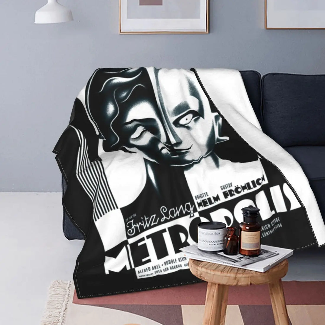 Metropolis Fritz Lang 1927 Cult Sci Fi Movie Blankets Flannel Machine Robot Warm Throw Blanket for Car Sofa Couch Bedroom Quilt