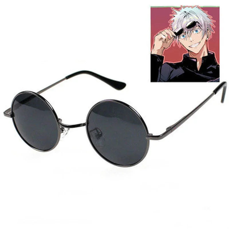 Anime Jujutsu Kaisen Gojo Satoru Cosplay Props Black Glasses Steampunk Round Frame Eyewear Sunglasses Accessories Unisex