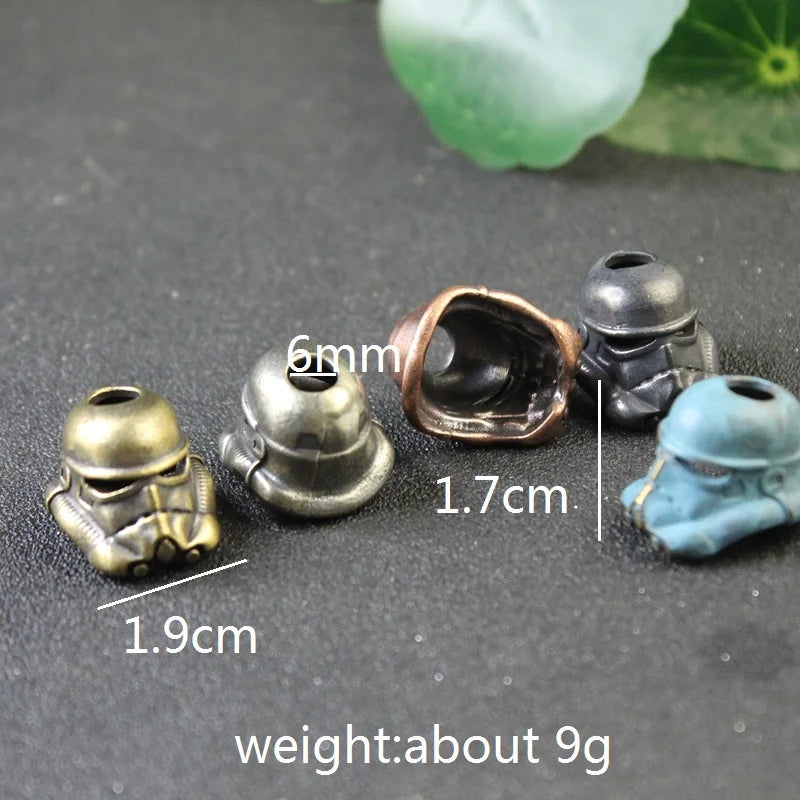 Stormtrooper Soldier Helmet Knife Beads Brass EDC Outdoor Multi Tools DIY Paracord Accessories Keychains Lanyard Pendants Charms