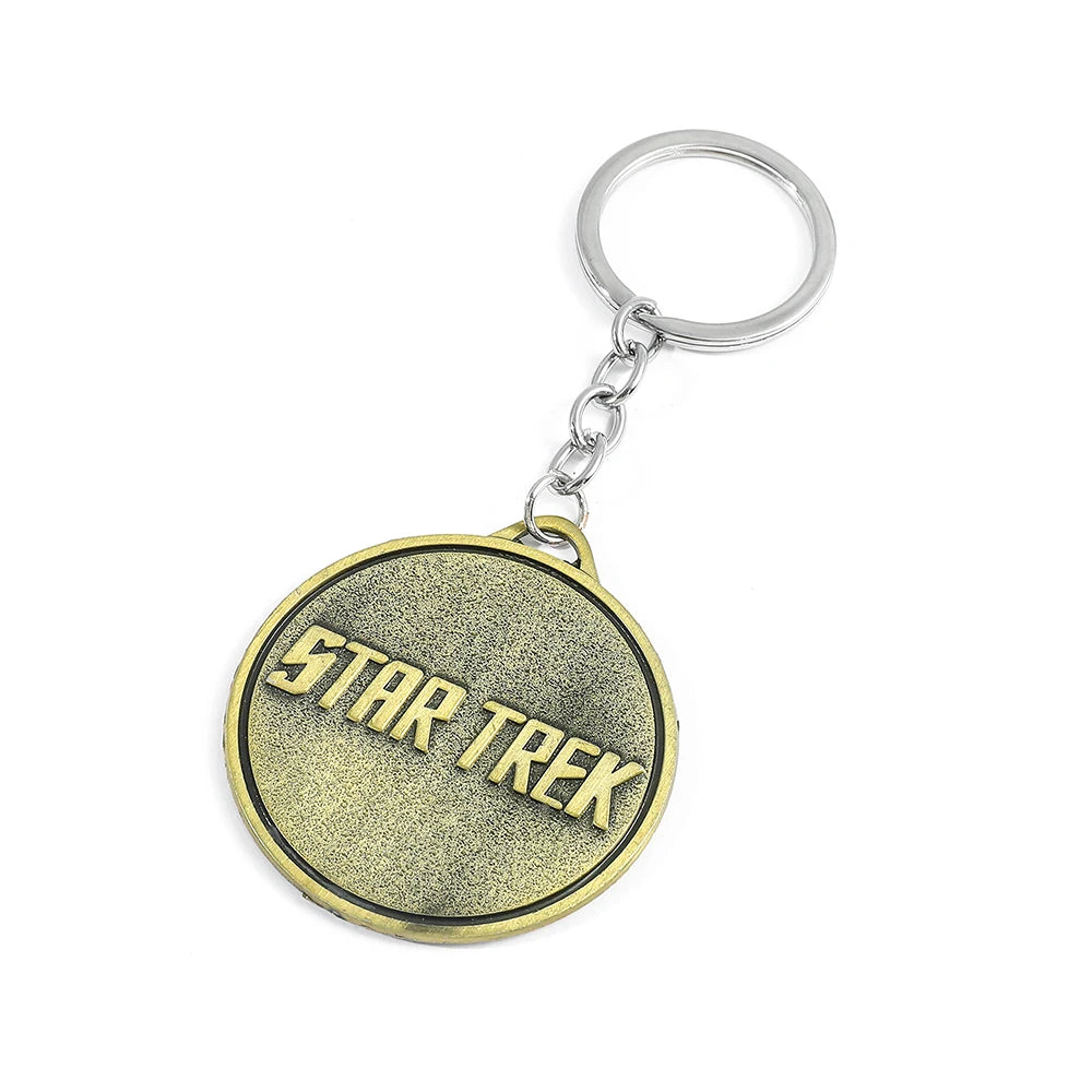 Movie Star Trek Key Chain Classic Fashion Starfleet Command Pendant Keyring Charms Star Travel Men Women Key Accessory Gifts