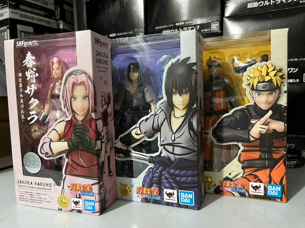 Original Bandai SHFiguarts Naruto Action Figures Naruto: Shippuden Sasuke Sakura Uchiha Madara Model Figurine Movable Dolls Toys
