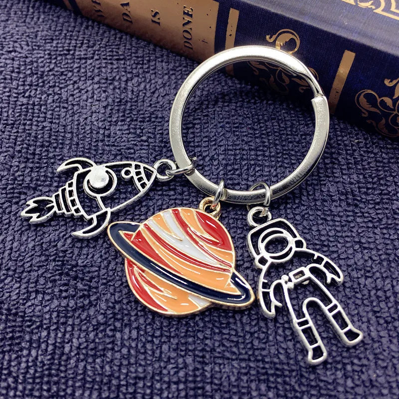 Spaceflight Alien Space Satellite Rocket Spacecraft Five Planet Planet Astronaut Keychain