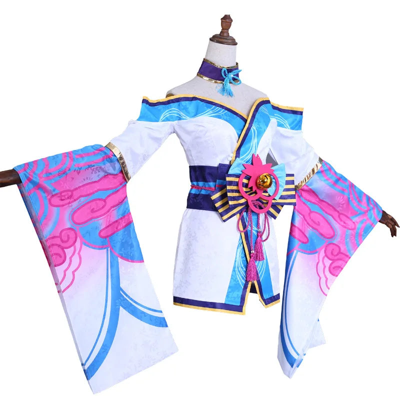 Ahri Cosplay Costume Anime Game LOL Spirit Blossom League of Legends Dress For Women Girl Wig Halloween Party Sexy Kimono Suit