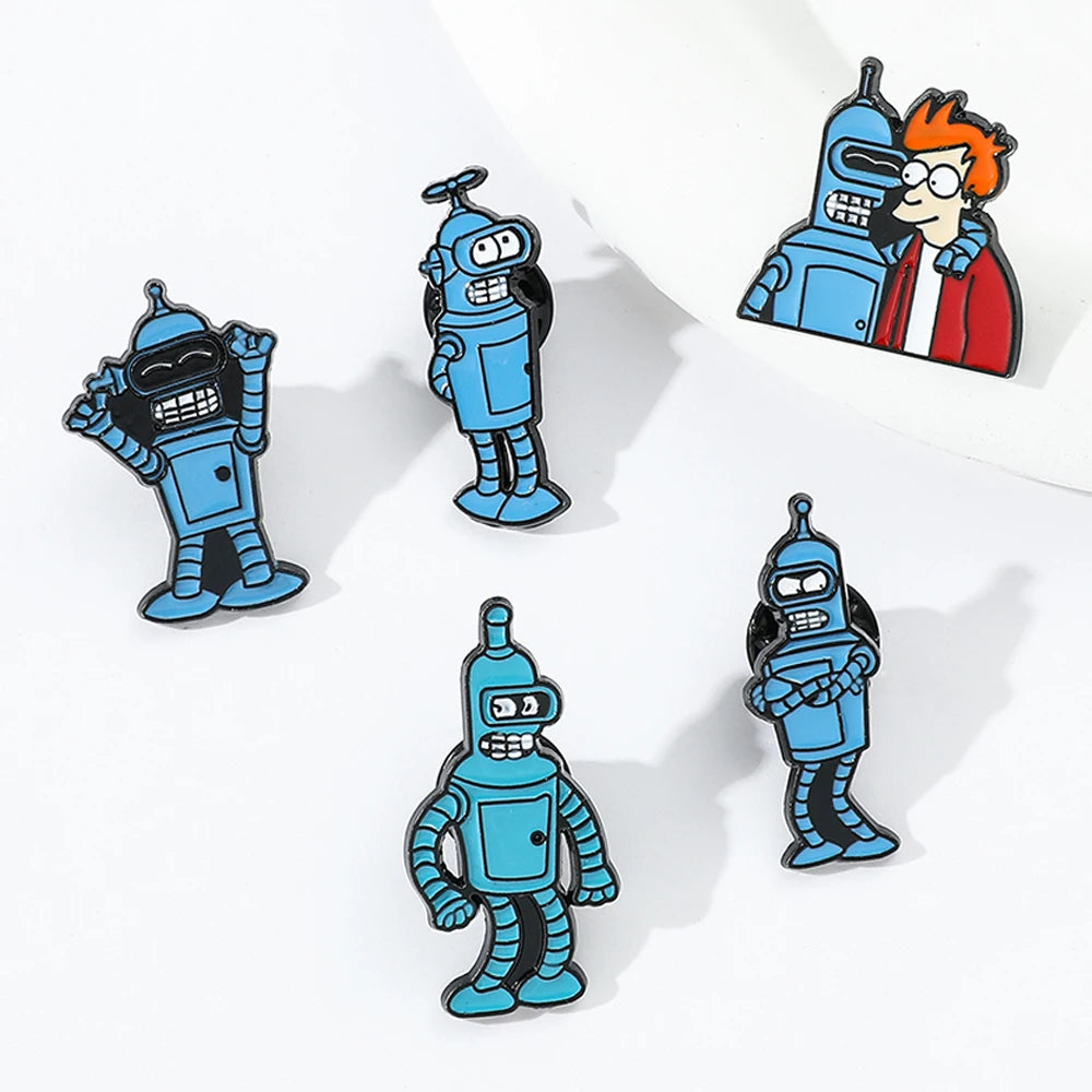 Cartoon Futurama Robot Enamel Pin Badges Gifts for Fans Brooches Collection Backpack Bag Clothes Accessories