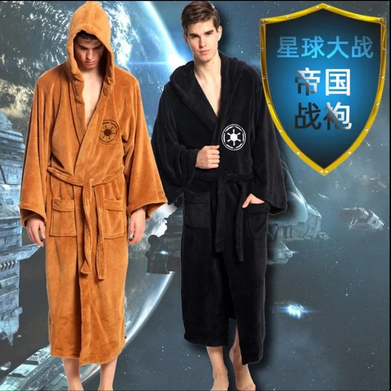 Winter Extended Men's Star Wars Anime Jedi, Galactic Empire Flannel Home Fur Soft and Warm Sleeping Robe, War Robe, Bathrobe