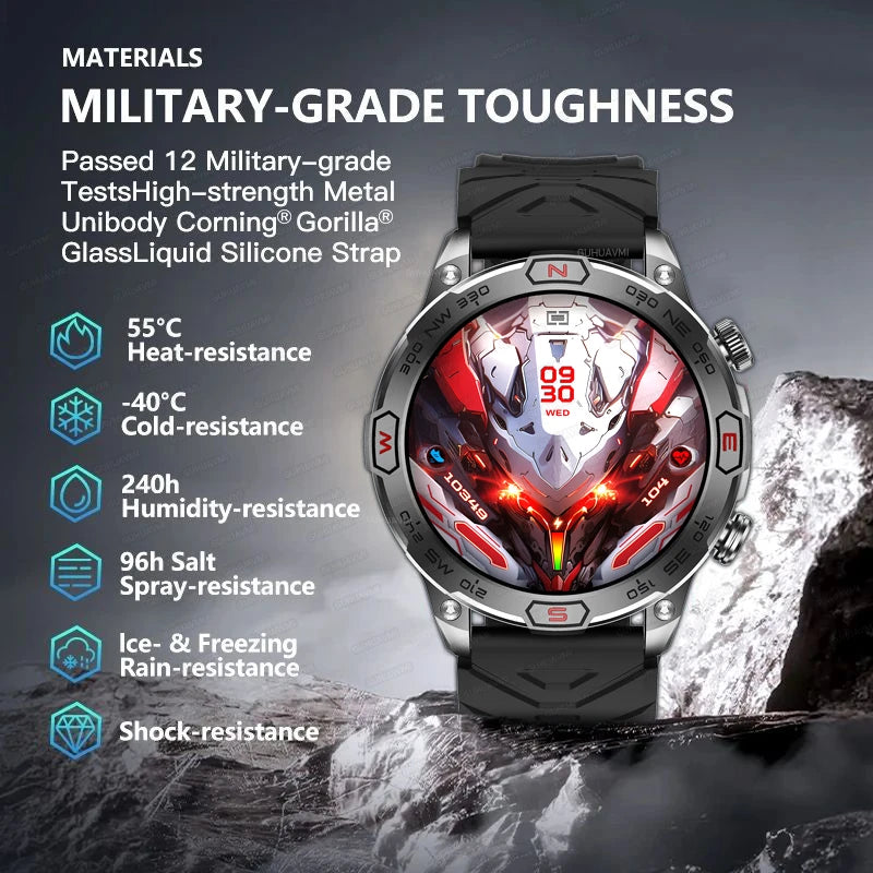 2024 New For Xiaomi Men Outdoor Military Smart Watch Bluetooth Call 1.43''Sport GPS Tracker Altimeter Barometer Waterproof Watch