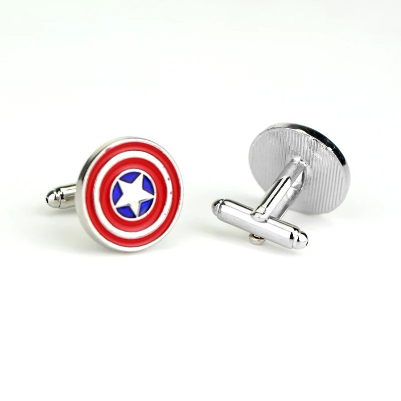 Disney Marvel Movie Avengers Captain America Shield Cufflinks Fashion Superhero Weapon Cufflinks Accessories Gifts For Fans