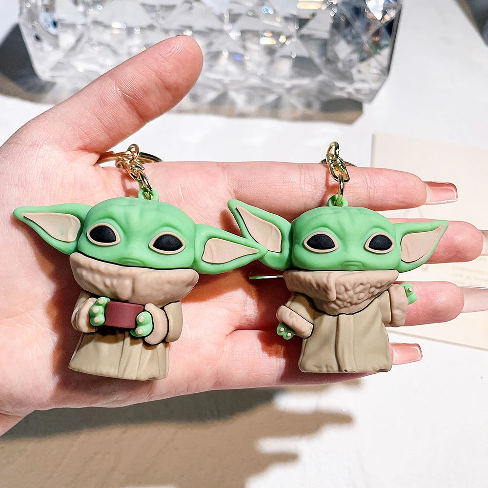 Star Wars Yoda Baby Keychain Master Yoda Silicone Pendant Keyring Car Backpack Key Holder Cute Figure Decoration Accessories