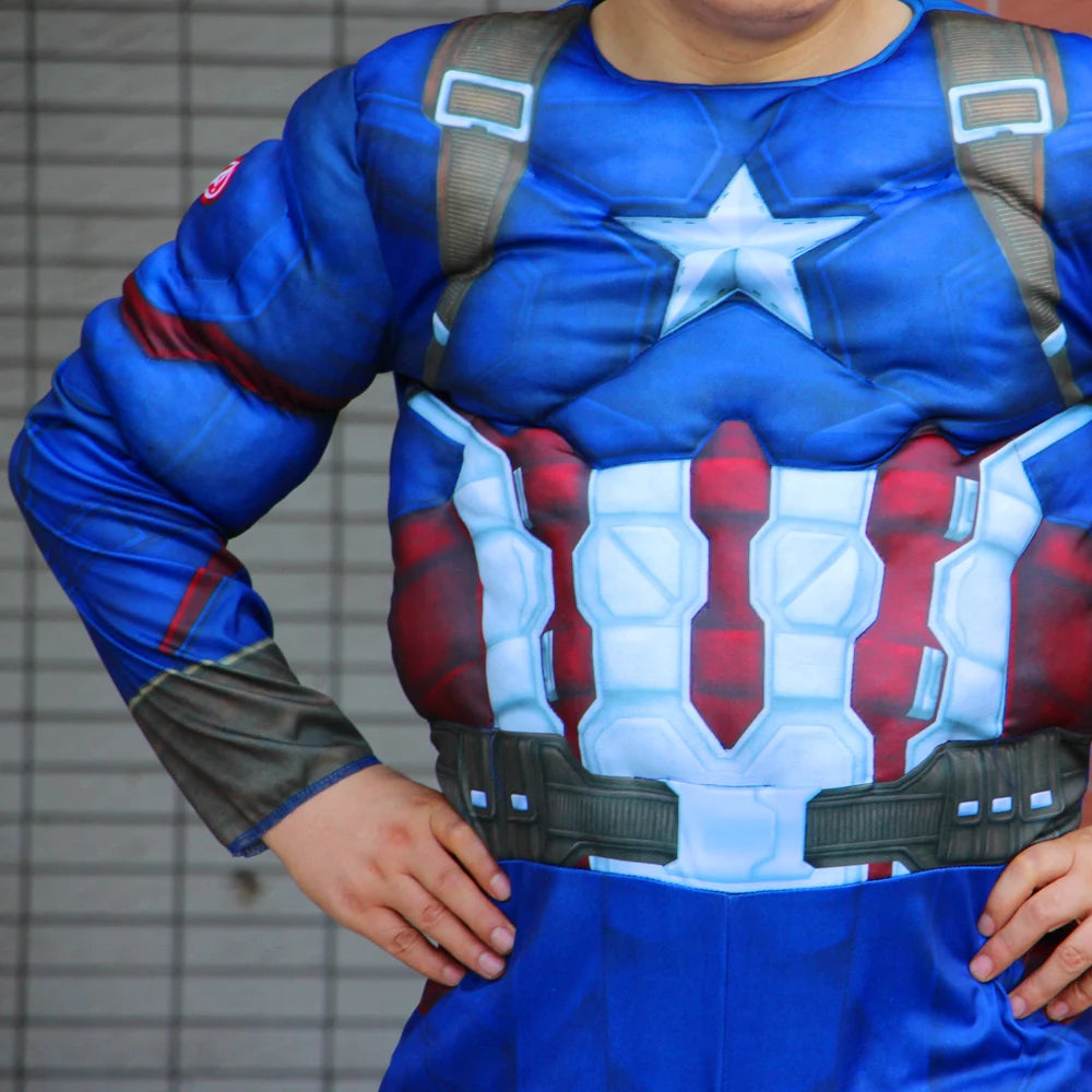 Adult Anime Hero Cosplay Muscle Costume With Lightting Mask Superhero Captain America Iron Man Hulk Party Dress Up