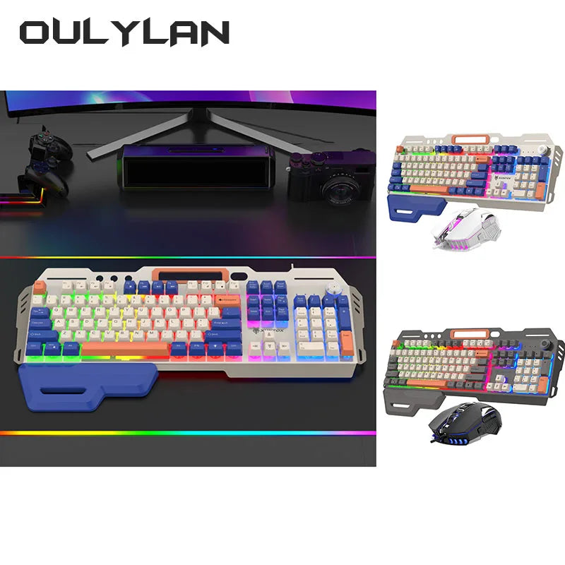 LED Luminous Keyboard NEW 2024 K90 Mechanical Metal Keyboard Mouse Set Gaming Computer Wired Keyboards 98 Keys Desktop Computer