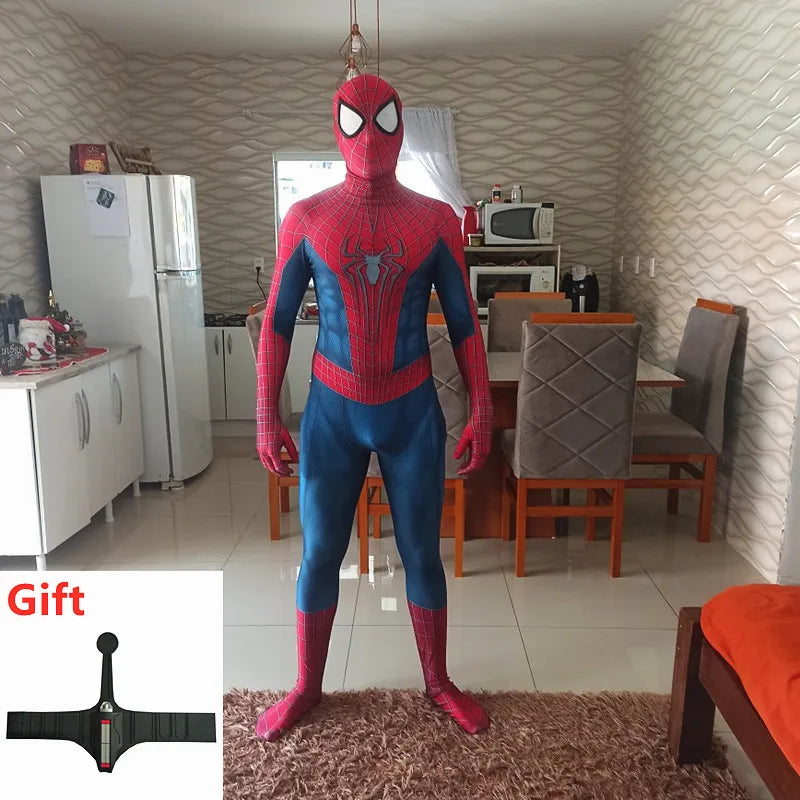 Superhero Spandex Costume Cosplay 3D Zentai Full Bodysuit Halloween Adult 3D Style Rubies Men's Marvel SpiderMan Costume