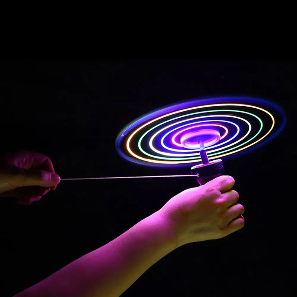 Luminous Flying Disc Propeller Toys LED Lighting Pull String Flying UFO Toy Spinning Top Kids Outdoor Game Sports Toy