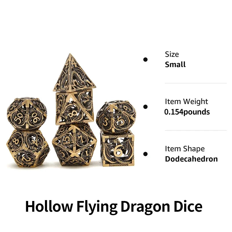 MINI PLANET Hollow Metal Dice Set DND Octopus Polyhedron Dice RPG Board Game Pathfinder Metal Dice D4 D6 D8 D0 D% D12 D20 Dice