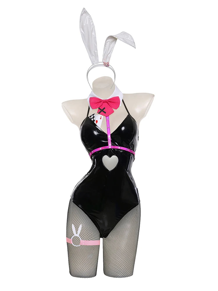 Cos Miku Hatsune Miku Rabbit hole Black Leather Bunny Girl Sexy Cute Halloween Cosplay Costume Headdresses Clothes Bows girl