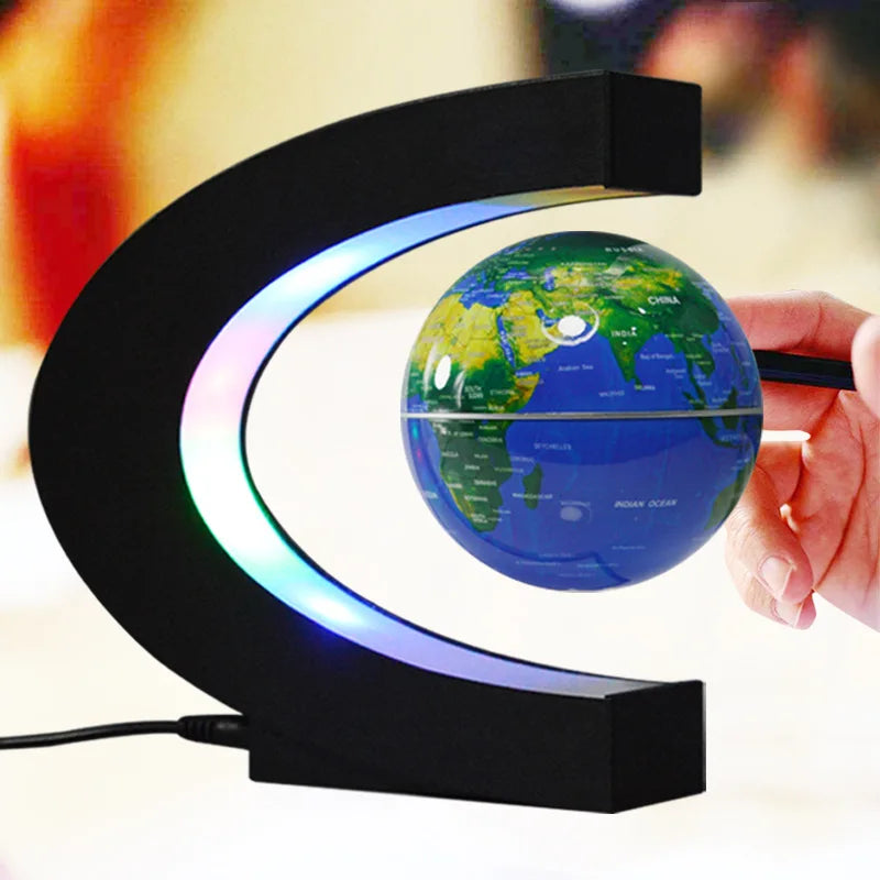 3Inch Magnetic Levitation Globe C Shape Night Light Floating World Map Toys Decoration Terrestrial Lamp Office Table Decoration