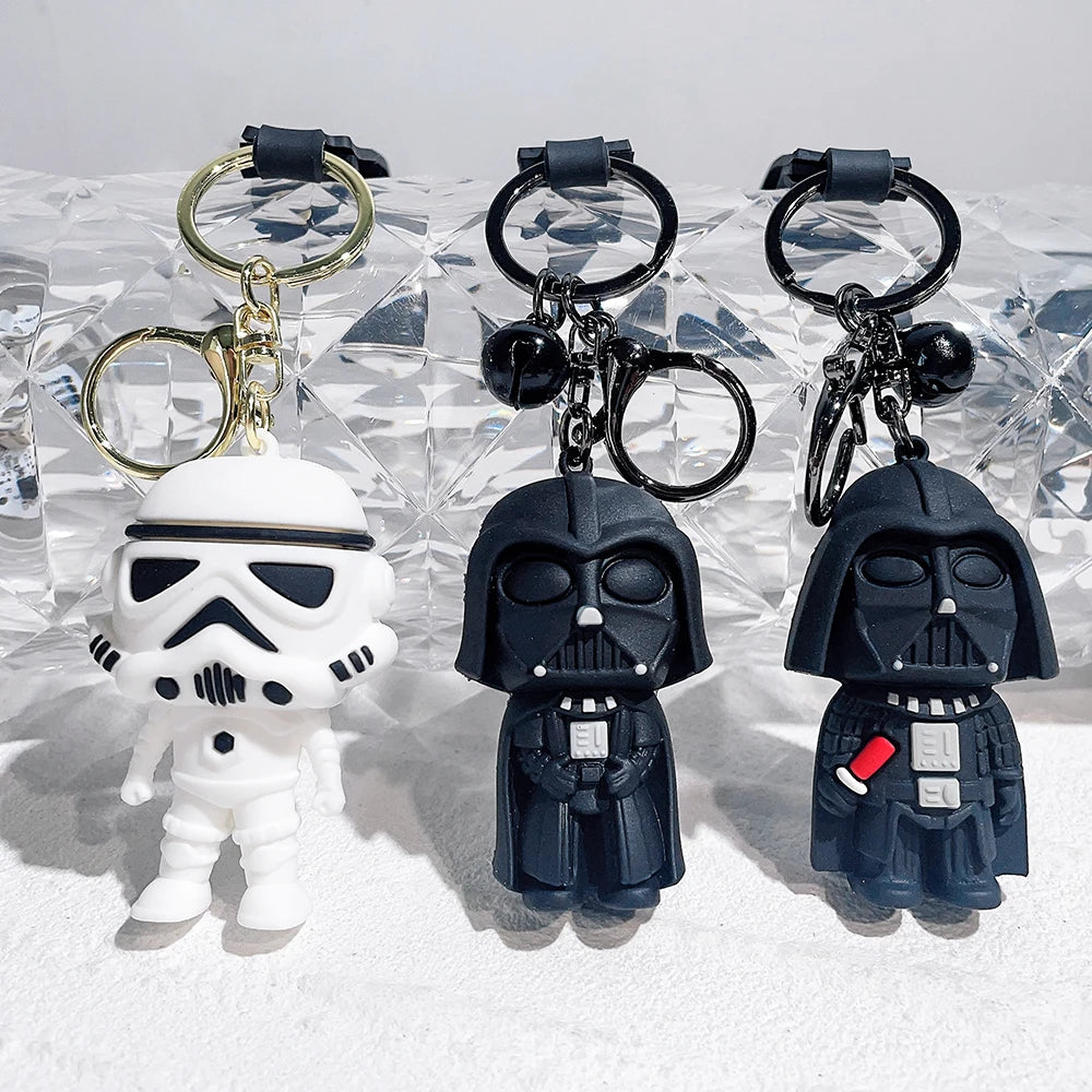 Disney Star War Keychains Darth Vader Pendant Car Key Chain Black White Cartoon Keyring Phone Bag Ornament Jewelry Gifts