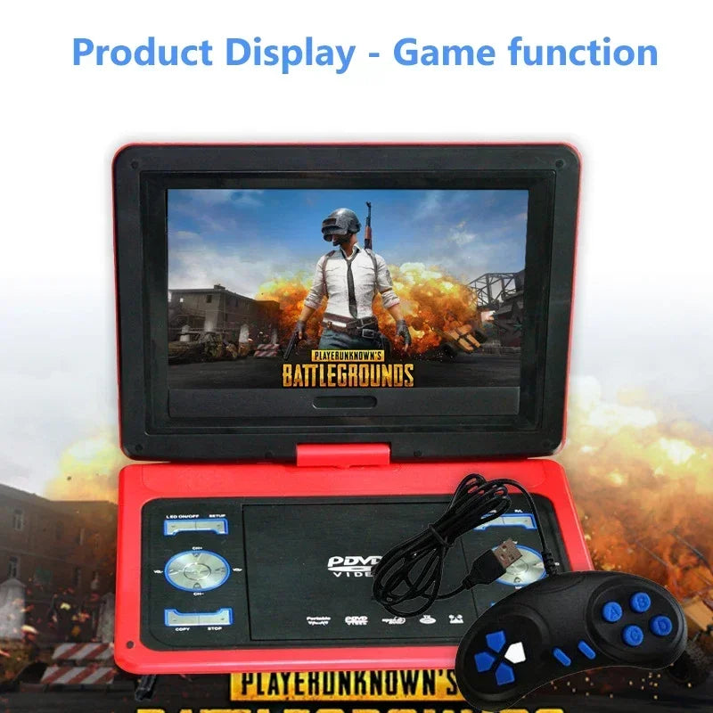 13.9 Inch Slim Portable DVD VCD Player with Screen Supports USB EVD Card and HD TV Input AV Output 270 Degree Rotation