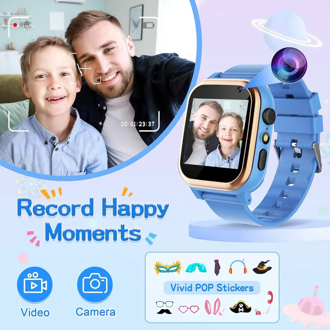Smart Watch Kids 2024 16 Puzzle Games Magic Camera Take Videos Flashlight Alarm Clock Pedometer Gifts For Children 4 to 12