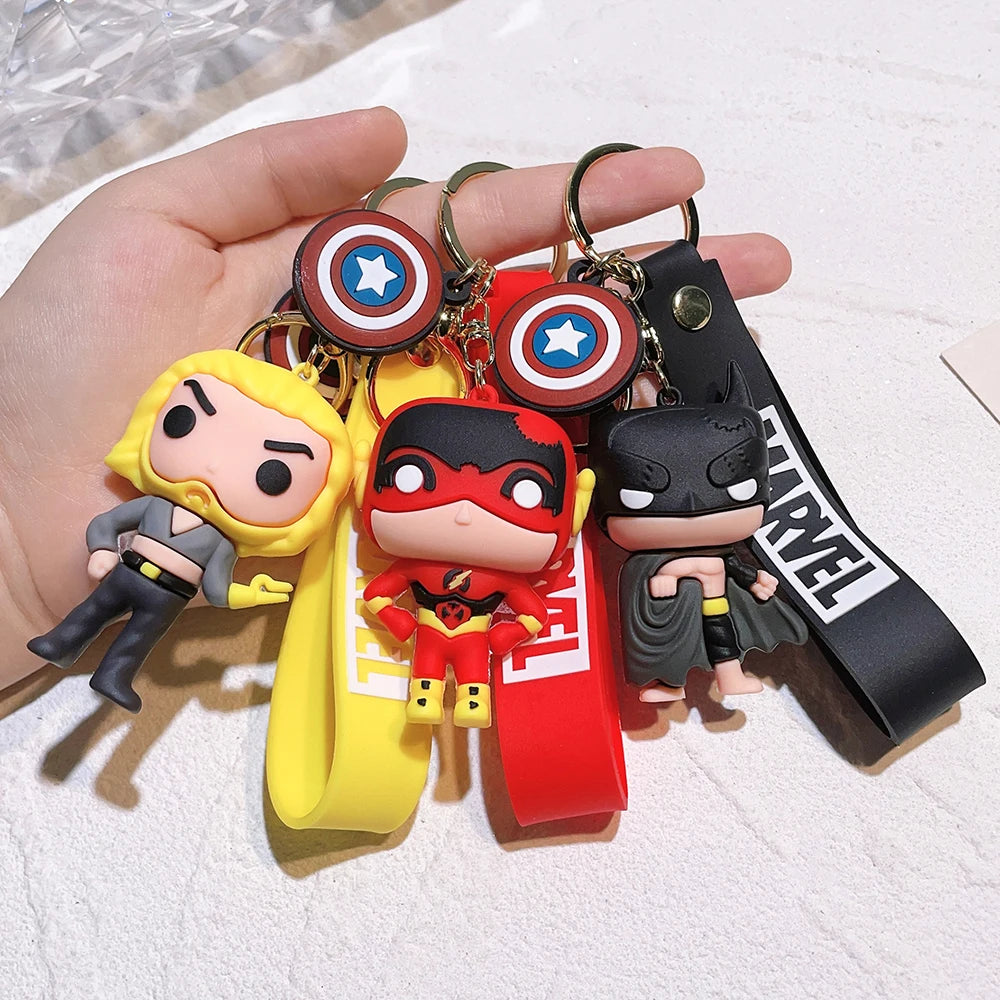 Disney Cartoon Marvel Anime Hulk Pendant Keychain Holder Thanos Car Keyring Groot Mobile Phone Bag Hanging Jewelry Kids Gifts