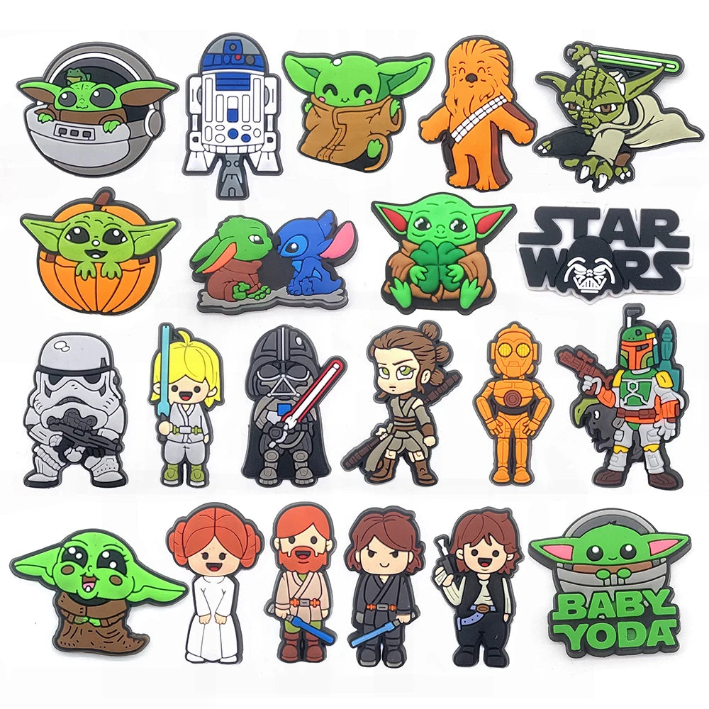 Hot Toys Disney Star Wars PVC Choes Charms Cartoon Sandals Accessories for Clogs Decorate Buckle Boys Kids X-mas Gifts