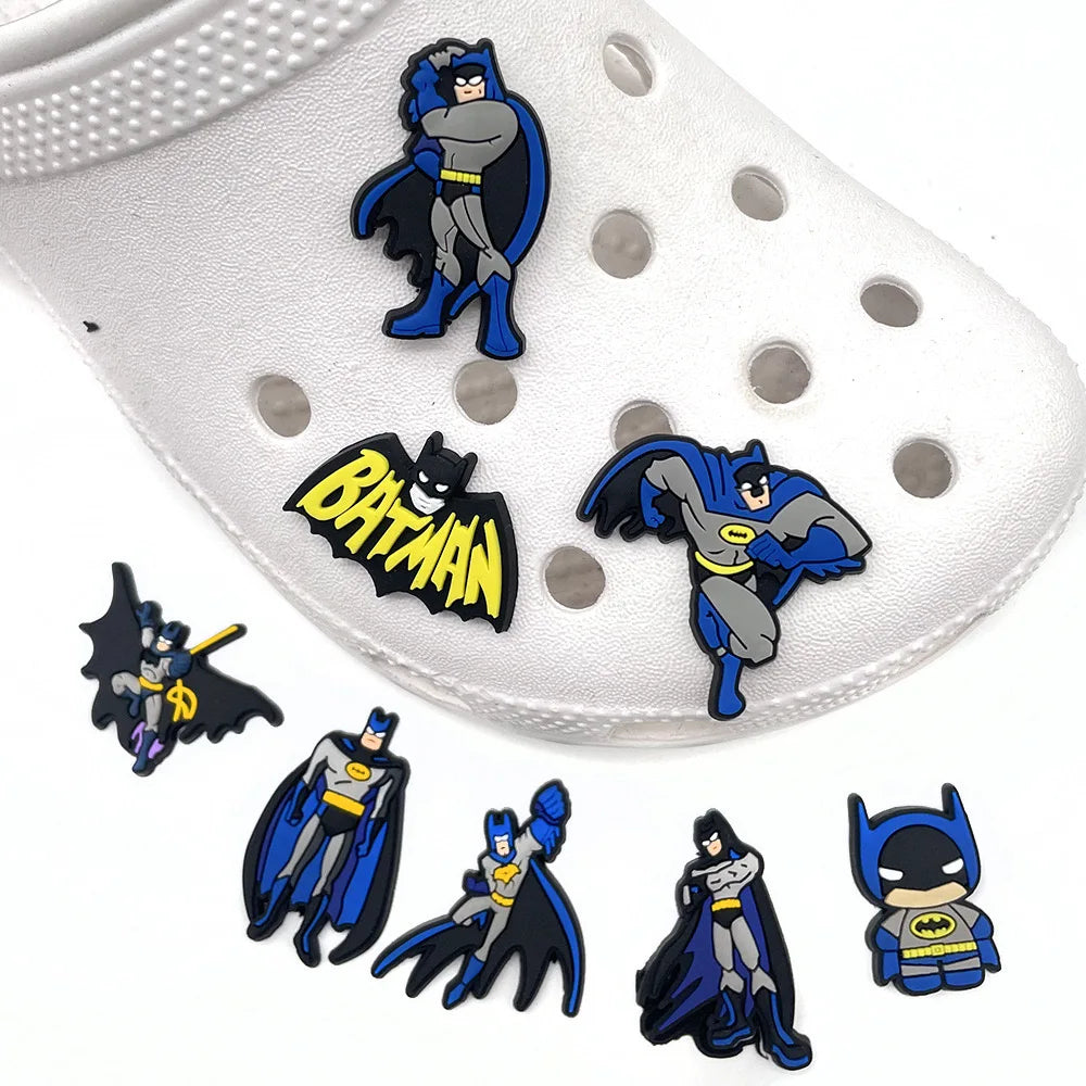 Hot Toys 1-8Pcs Cartoon DC Batman PVC Shoe Charm Accessories Diy Shoe Buckle Decor Children Clog Sandal Charms Kids Party Gifts