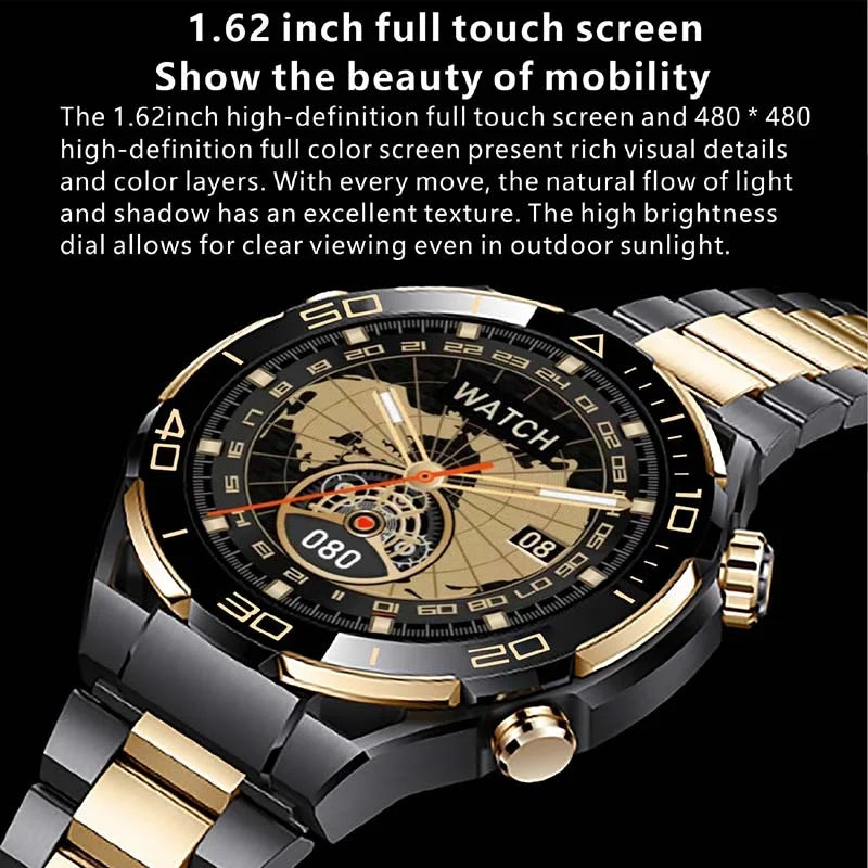 2024 For Huawei Xiaomi Men's Smartwatch Bluetooth Call 1.62" 480*480 AMOLED HD Screen 4GB ROM NFC Waterproof Women's Smartwatch