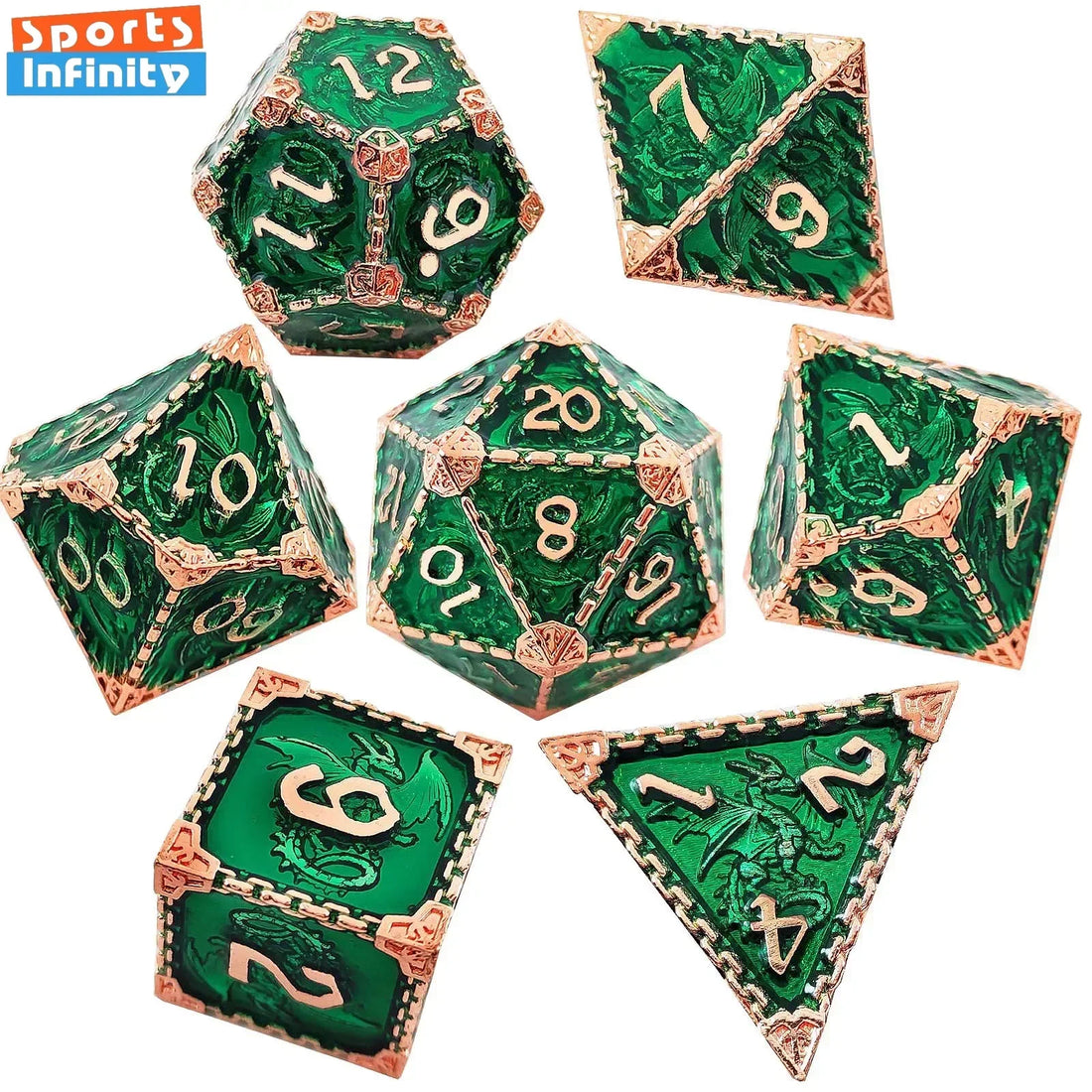 7pcs Metal Dice Set Zinc Alloy Colored Dice for COC Running Group DND Cthulhu TRPG Board Game Polyhedral Dice Desktop Decoration