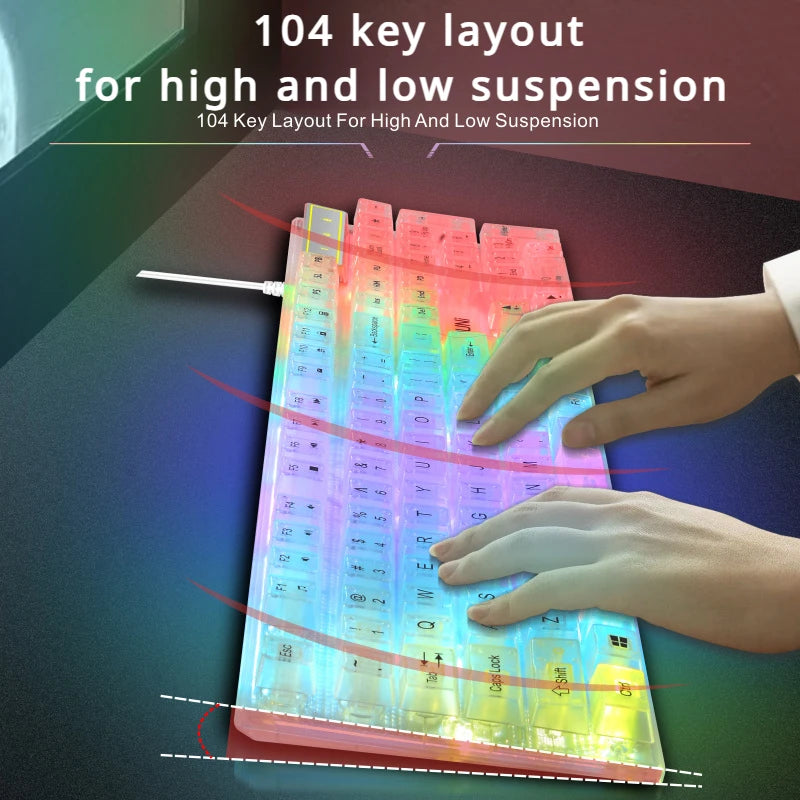 Keyboard New KB101 Wired Transparent Mechanical Touch Colorful RGB Illuminated Laptop Game Keyboard teclado mecanico