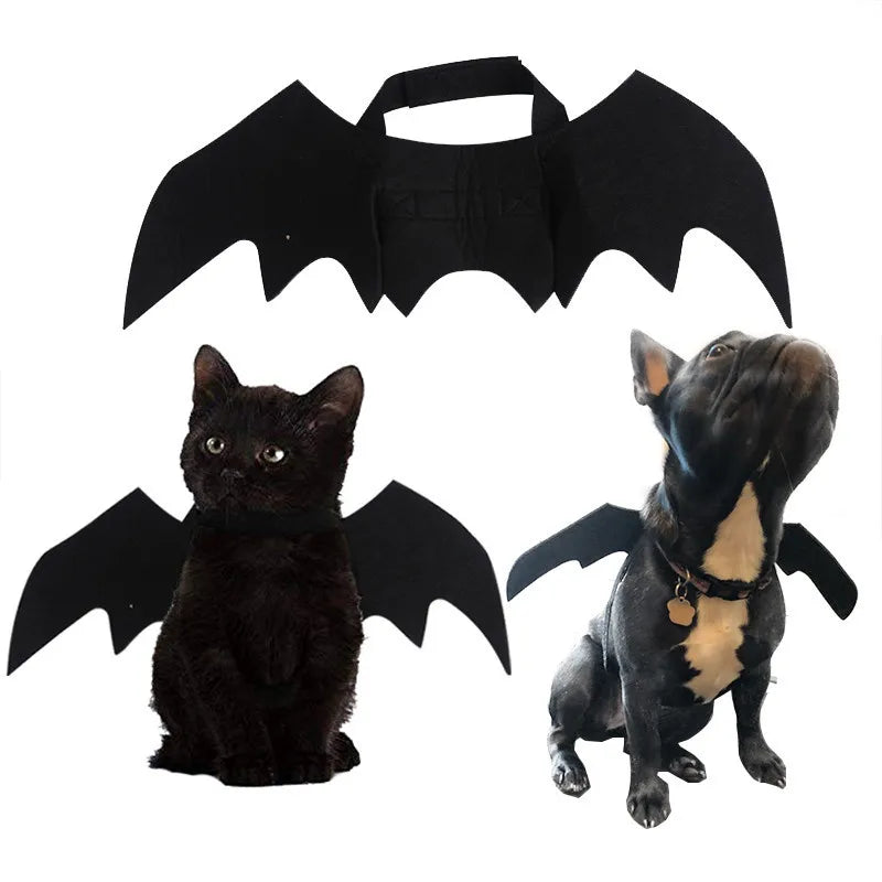 Pet Cat Halloween Clothes Funny Dog Costume Artificial Bat Wing With Bells Puppy Cosplay Prop Personalized Clothing Pet Supplies