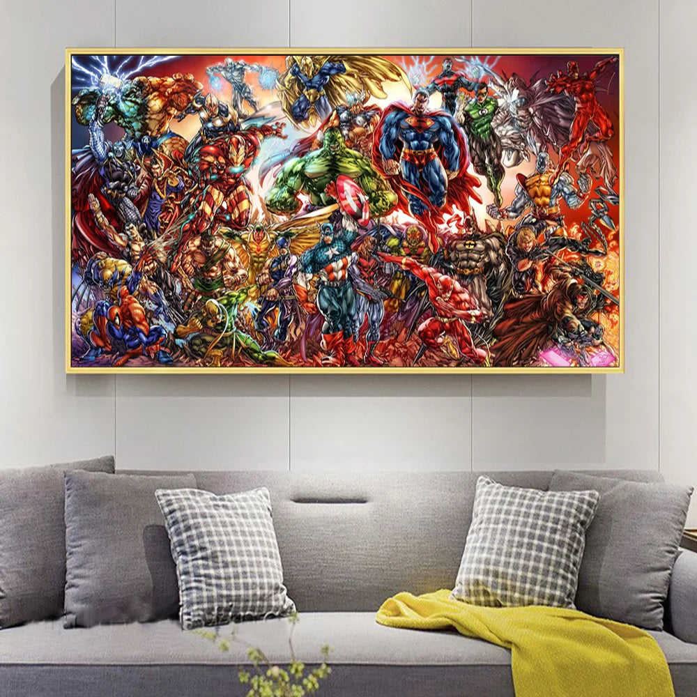 Avengers Vs Justice League Posters And Prints Marvel Dc Superheroes Battle Canvas Art Superman Thor Wall Painting Decoration