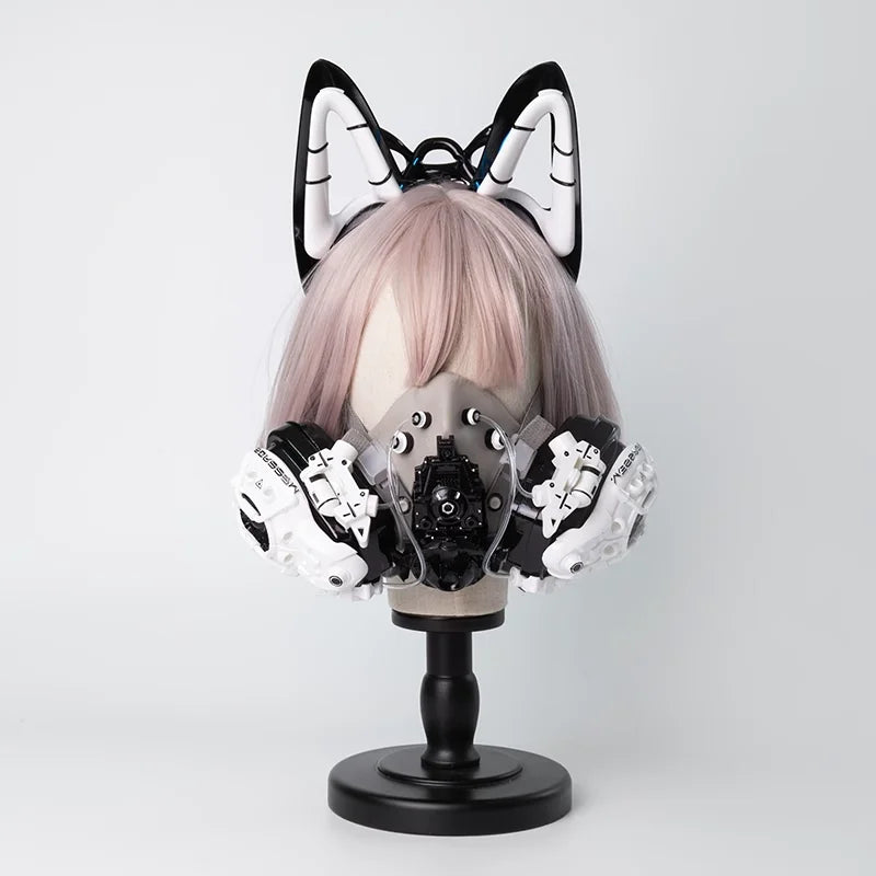 Anime Game Cyber Punk Cosplay Accessories LED light Mask Night City SCI-FI Lamp Cat Ear Headset Halloween Festival Party Masks