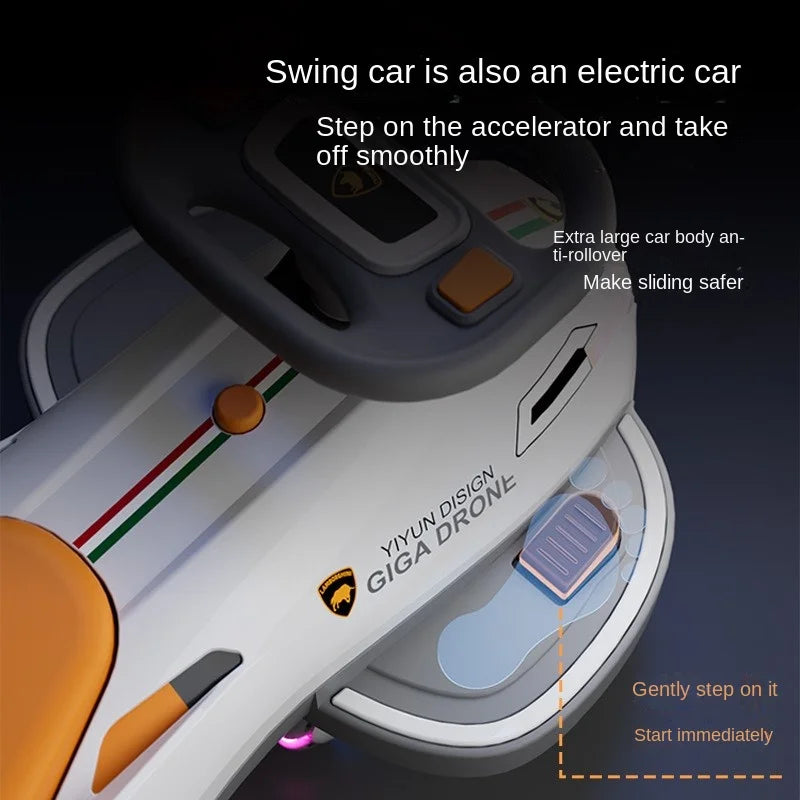 LazyChild New Children's Electric Twisting Car Anti-rollover Baby Girl Girl Car Slippery Car Adults Can Sit And Play Yo-yo Car