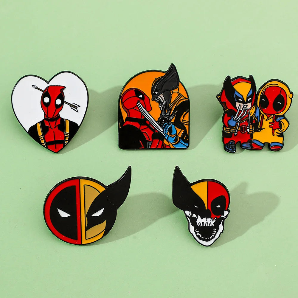 Metal Badges Deadpool and Wolverine Alloy Brooch Pins Bag Disney Accessories Kids Birthday Gifts Toys