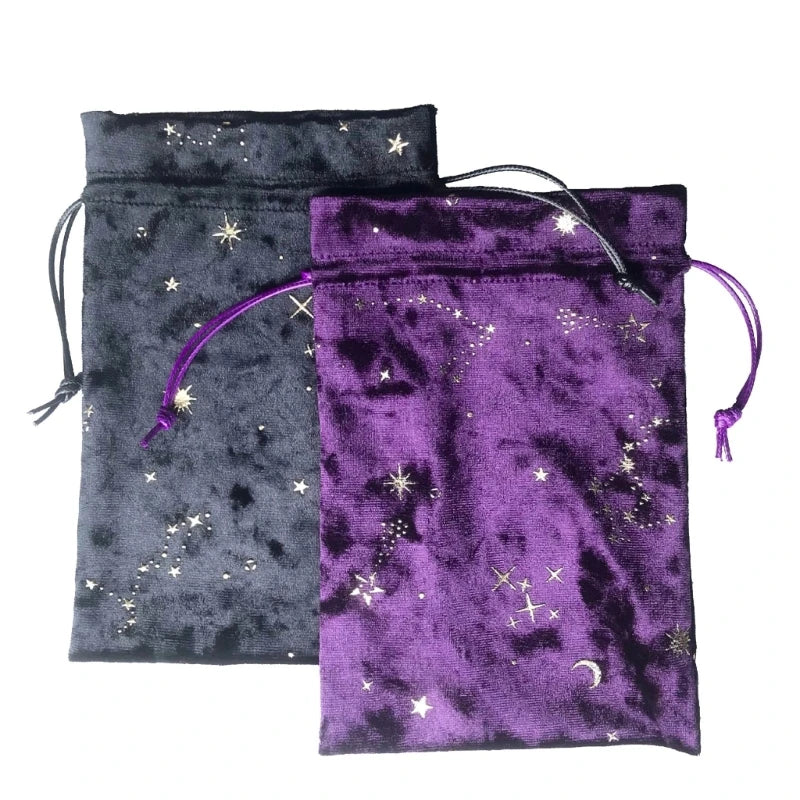 Velvet Star Moon Tarots Oracle Cards Storage Bag Runes Constellation Witch Divination Accessories Jewelry Dice Bag Board Game