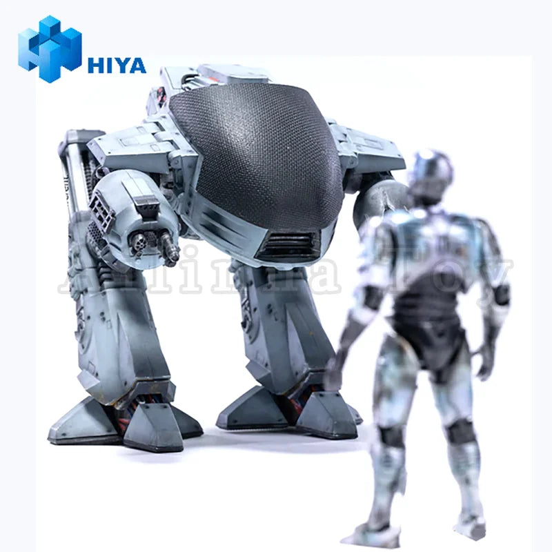 HIYA 1/18 4inch Action Figure Exquisite Mini Series ED209 VS Robocop BattleDamage 2 Pack SDCC2022 Anime For Gift Free Shipping