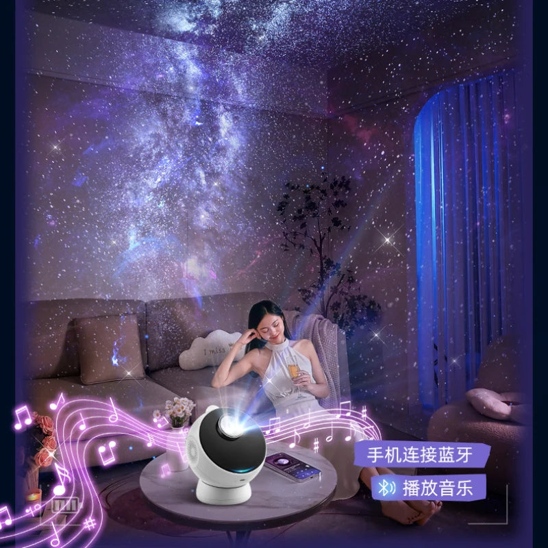 LED Star Galaxy Projector Night Light 360° Adjust Bluetooth Speaker Starry Projection Lamp For Bedroom Home Kids Birthday Gift