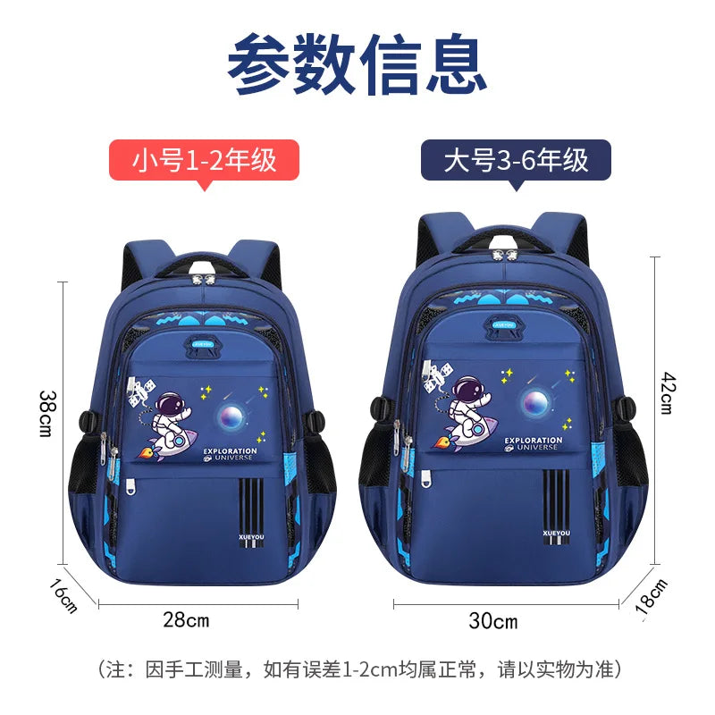 Elementary Students Schoolbag Astronaut Cartoon Boys School Backpack Large Capacity Lightweight Waterproof School Bags Back Pack