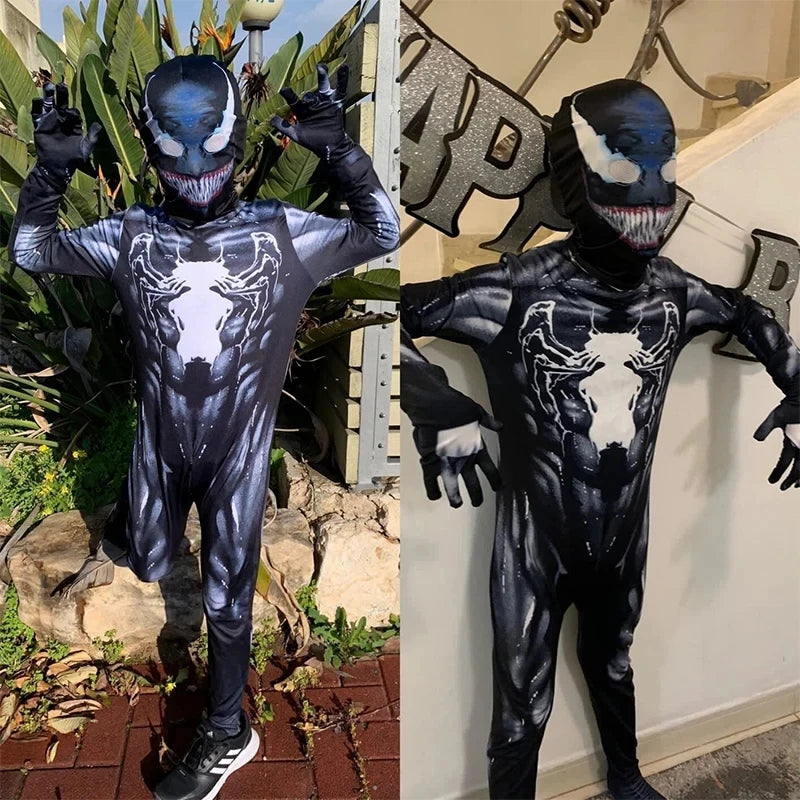 Child Adult Venom Superhero Cosplay Costume Bodysuit Jumpsuit for Kids Aldult Halloween Cosplay Costumes Carnival Party Costume