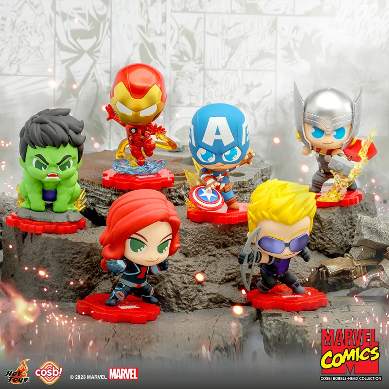 Marvel Comic Edition The Avengers Series Character Blind Box Mini Collection Dolls Black Widow Hulk Raytheon  Iron Man Hawkeye