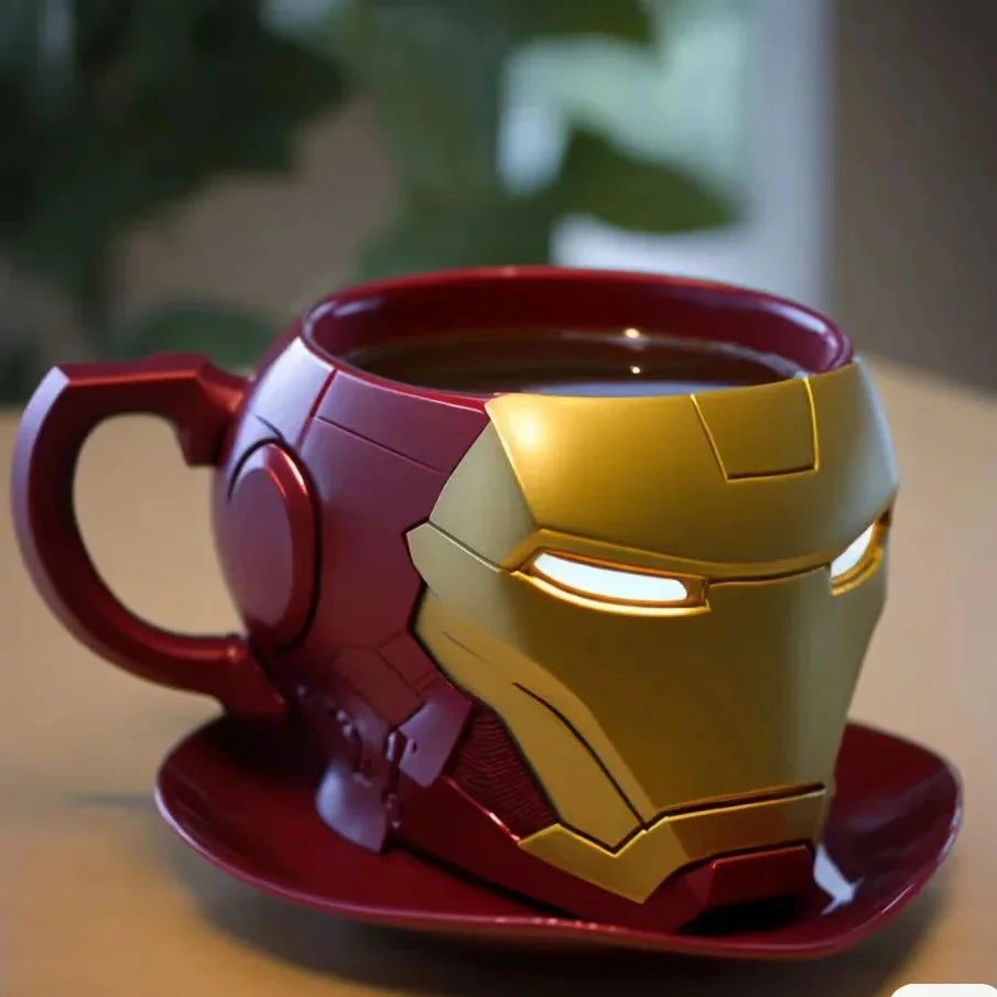 New Marvel Comics Iron Man Cup Ceramic Lid Large Capacity Spider-man Cup Batman Mug Home Coffee Cup Christmas Gift For Children