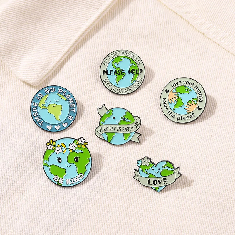 Please Help Earth Enamel Pin Custom Be Kind Hug Earth No Planet B Brooches Lapel Pin Badge Environment Jewelry Gifts For Kids