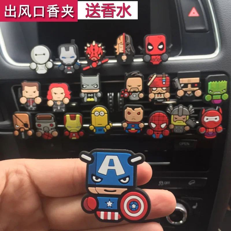 Disney Marvel Anime Movies Car Air Outlet Vent Perfume Clip Ornaments Cartoon The Avengers Auto Air Freshener Decor Accessories